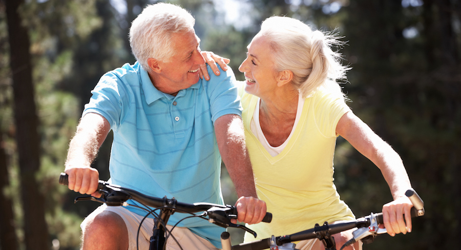 Senior couple on country bike ride